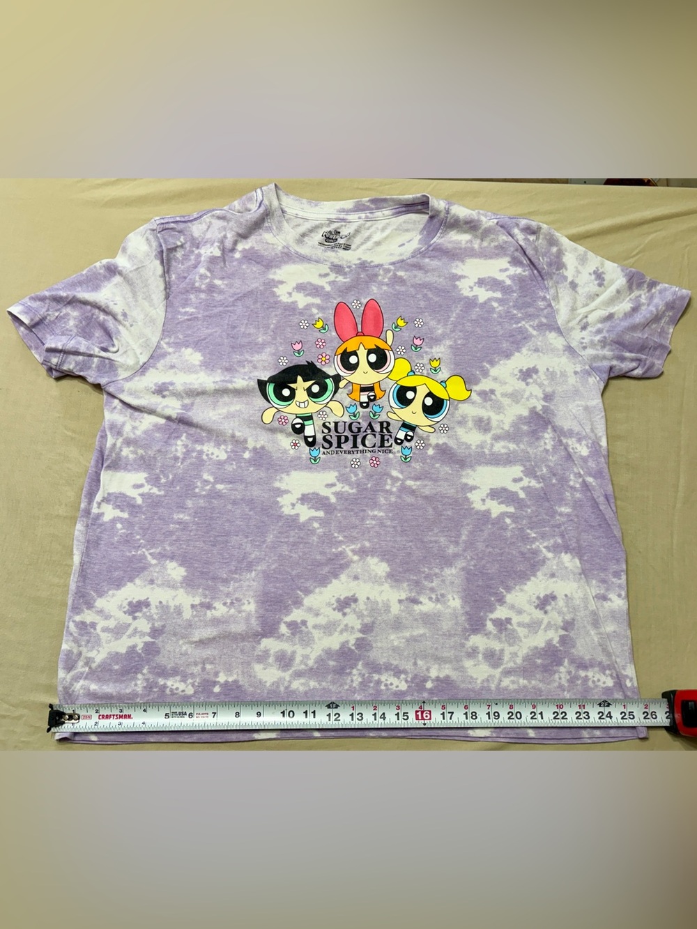 The Powerpuff Girls Women’s Plus 3XL Purple Tie-Dye Graphic Crew T-Shirt